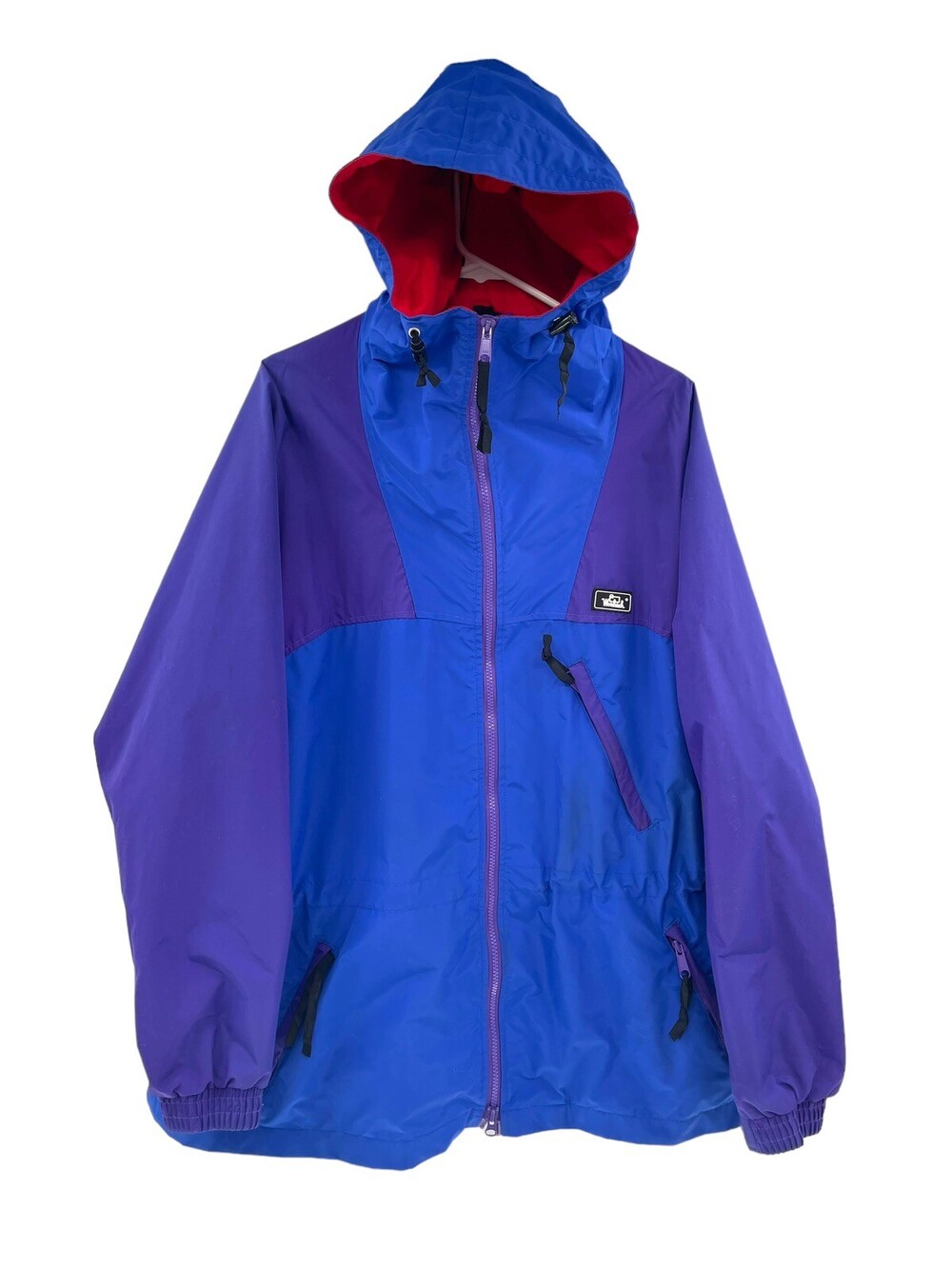 Woolrich Nylon Jacket Size  L Blue Color Block Full Zip Hooded Windbreaker Ski